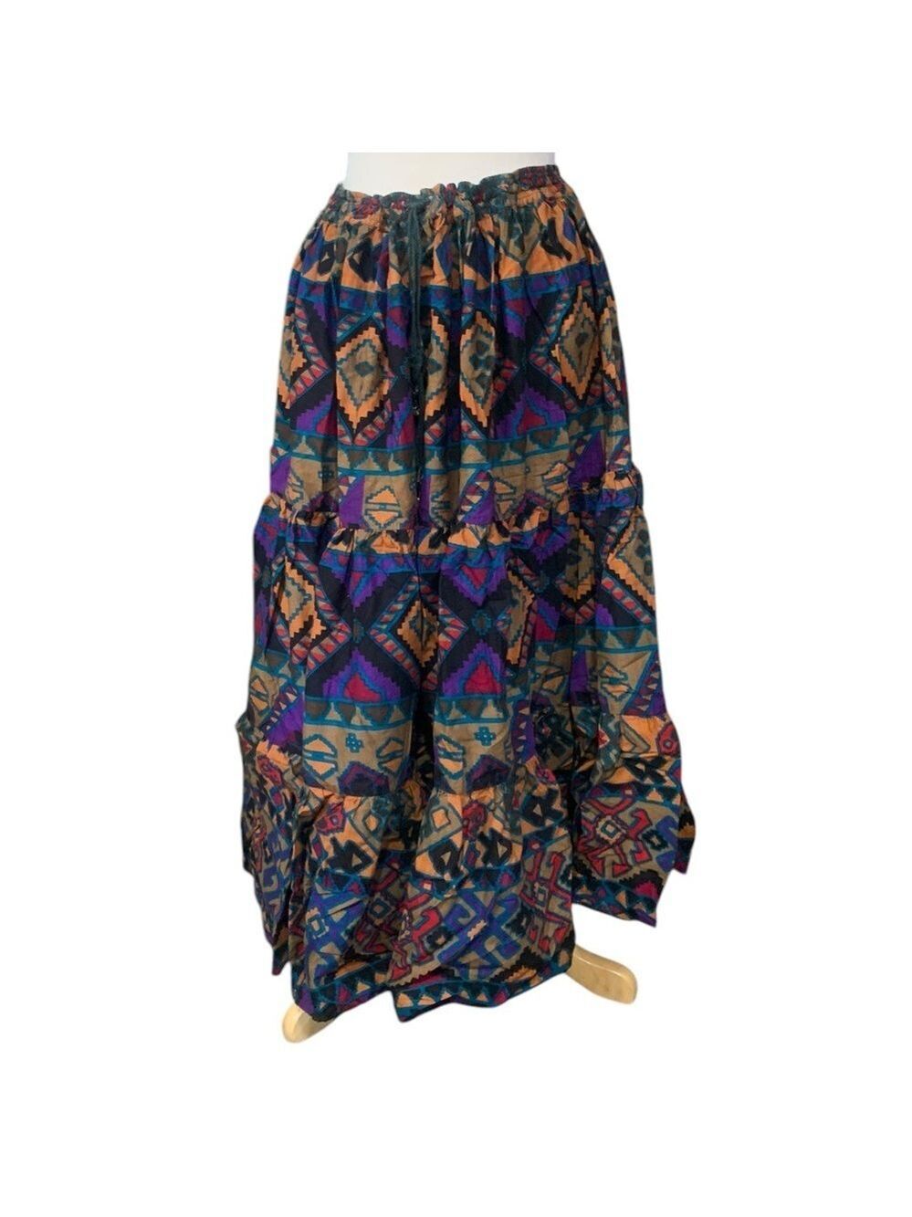 Vintage Blue Canyon Western Wear 100% Colton maxi skirt with drawstring waist L